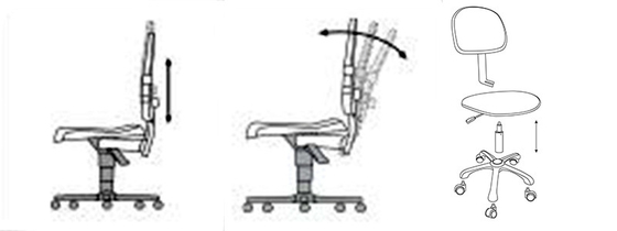 كرسي دوار قابل للتعديل 360 درجة ESD مضاد للكهرباء الساكنة من البولي يوريثان مع مسند ذراع للرفع