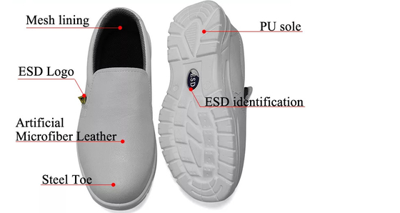 غرف الأبحاث ESD مكافحة ساكنة الأحذية الصلب اصبع القدم حذاء أمان تنفس