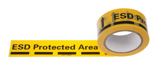 شريط تحذير مضاد للستاتيكية من نوع PVC / PE مع اللون الأصفر والطلاء الأسود