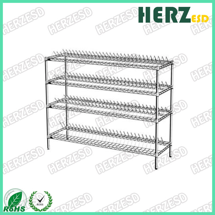 Anti Static Stainless Steel Rack With Wheels / 4 Layers Chrome Plated Wire Shelves