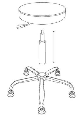 مقعد مستدير من الجلد ذو ESD PU عالي مع قاعدة قدم